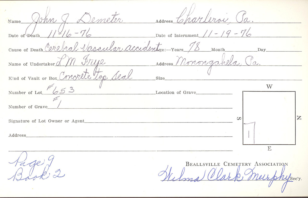 burial card